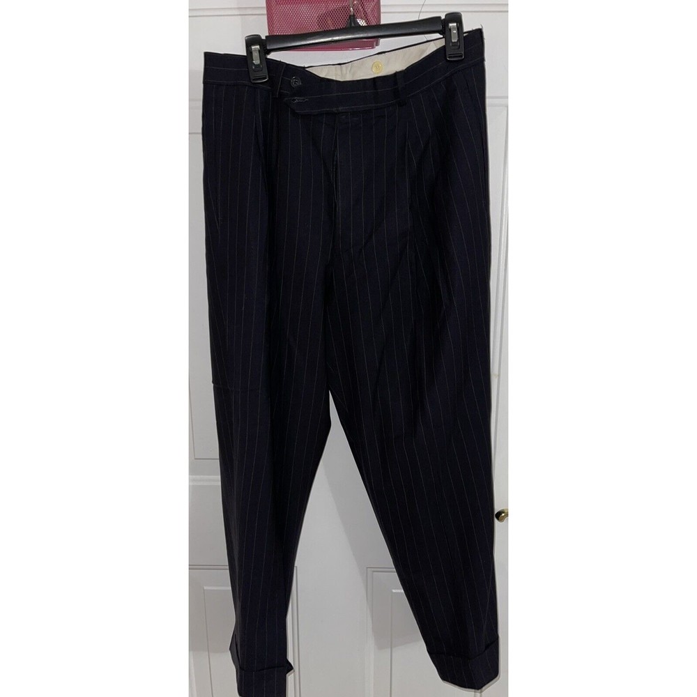 Pre Owned Brooks Brothers Navy Pinstriped Dress pants 33 R